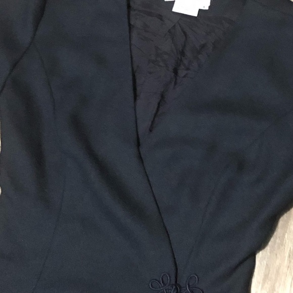 Maggie London Dress Women's 4 Faux Wrap Sheath Solid Navy Buttons - Picture 3 of 7